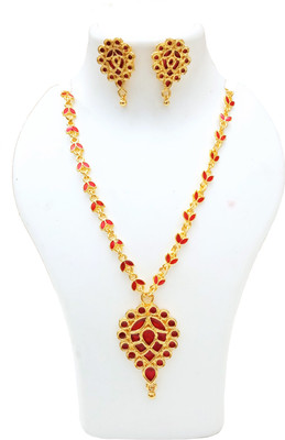 balaji gold Copper Gold-plated Red Jewellery Set(Pack of 1)