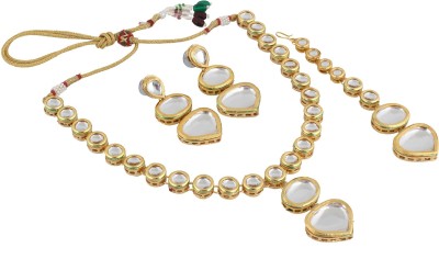 Lucky Jewellery Copper Gold-plated White Jewellery Set(Pack of 1)