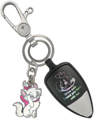 SHOKY LOOKS Multicolor Push Botton Couple Light With Cute White Cat Stylish Locking Lock Key Chain
