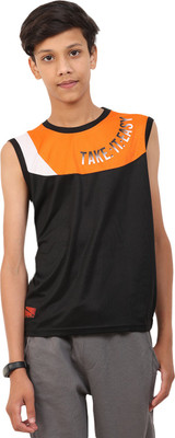 FTX Boys Typography Polyester Regular T Shirt(Black, Pack of 1)