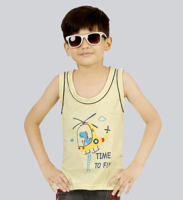 Mojua Vest For Boys Pure Cotton(Yellow, Pack of 1)