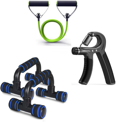 Dr Pacvu 3|Hand Gripper/Pushup Bar/Single Resistance Band| Stretching & Fitness Equipment Fitness Accessory Kit Kit
