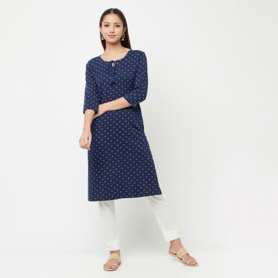 Espresso Women Floral Print Straight Kurta(Blue)