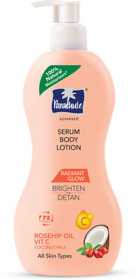 Parachute Advansed Body Lotion for Women, Radiant Glow Serum, Coconut Milk, Vitamin-C, 100% Natural (400 ml)