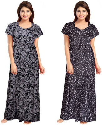 Sarthak Creation Women Nighty Set(Black)