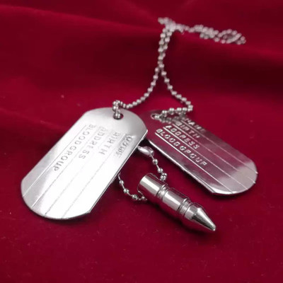 P. R. PRINTS Military Dog Tag Alloy Pendant with Chain Silver Alloy Locket Set