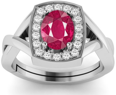 LMDLACHAMA 6.00 Ratti /5.25 Carat Panchdhatu Ruby Ring Manik Stone Ring for Men and Women Silver Silver Plated Ring