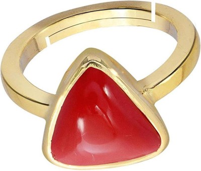 EVERYTHING GEMS .25 Ratti 5.47 Carat Unheated Coral Munga Certified Natural Gemstone Brass Coral Gold Plated Ring