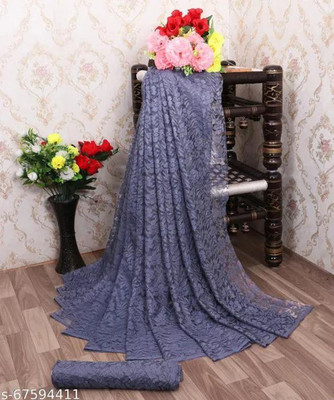 Aarya creation Self Design Bollywood Net Saree(Grey)