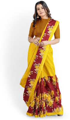 Suntex Printed Bandhani Georgette Saree(Brown)