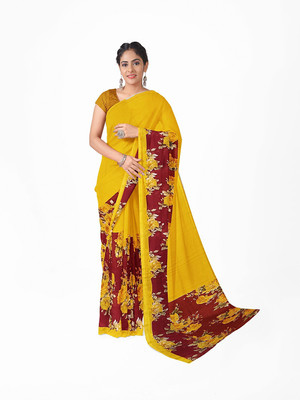 Suali Printed Bandhani Georgette Saree(Yellow)