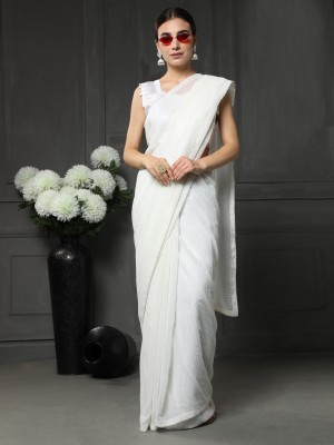 Nimidiya Embellished Bollywood Georgette Saree(White)
