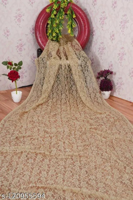 Aarya creation Embellished Bollywood Net Saree(Cream)