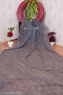 Aarya creation Embellished Bollywood Net Saree(Grey)