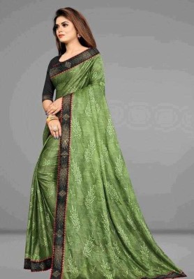 oceancreation Printed Bollywood Lycra Blend Saree(Green)