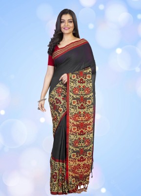 JMALL Self Design, Embellished, Woven Handloom Cotton Blend Saree(Black)