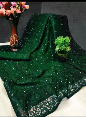 Aarya creation Embellished Bollywood Net Saree(Green)