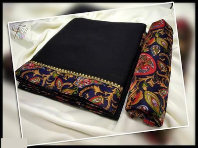 DRIZOMIZ Solid/Plain Bollywood Georgette Saree(Black)