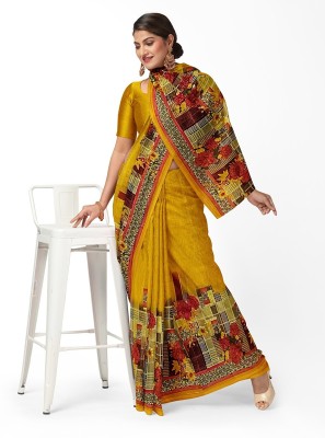 Suntex Printed Bandhani Georgette Saree(Yellow)