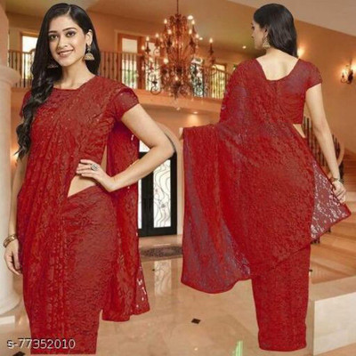 Aarya creation Self Design Bollywood Net Saree(Maroon)