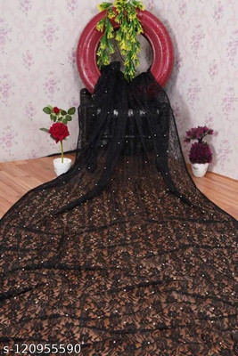 Aarya creation Embellished Bollywood Net Saree(Black)