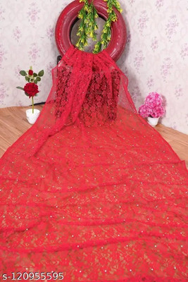 Aarya creation Embellished Bollywood Net Saree(Red)