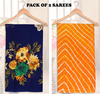 Anand Sarees Printed Bollywood Georgette Saree(Pack of 2, Multicolor)