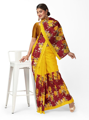 Suali Printed Bandhani Georgette Saree(Yellow)