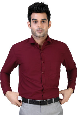 GESSATI Men Solid Casual Maroon Shirt