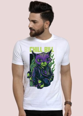 ELEGANT FOX Printed Men Round Neck White T-Shirt