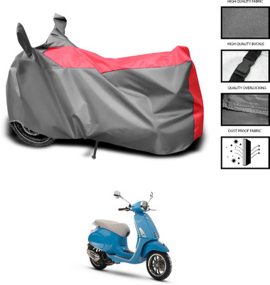 GOSHIV-car and bike accessories Waterproof Two Wheeler Cover for Vespa(Elegante 150, Grey, Red)