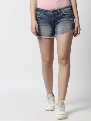 Pepe Jeans Solid Women Blue Basic Shorts