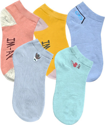 Nicsy Women Printed Ankle Length, Calf Length, Mid-Calf/Crew(Pack of 5)
