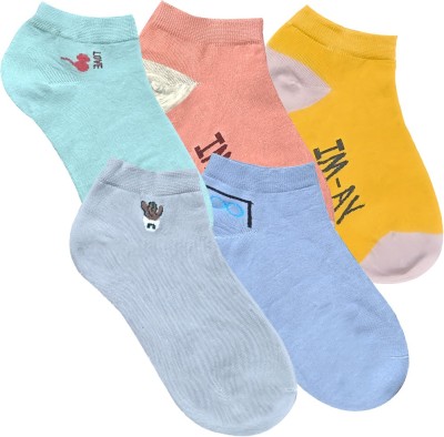 Nicsy Women Printed Ankle Length, Calf Length, Mid-Calf/Crew(Pack of 5)