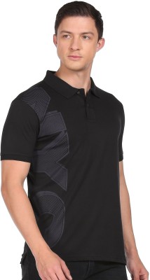 Arrow Newyork Printed Men Polo Neck Black T-Shirt