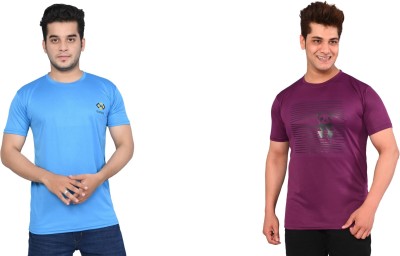 Teesforum Printed Men Round Neck Purple, Blue T-Shirt