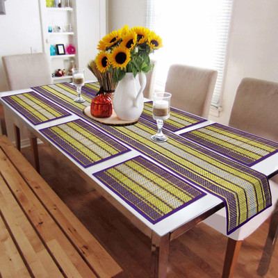 Haus Fabula Rectangular Pack of 7 Table Placemat(Purple, River Grass)