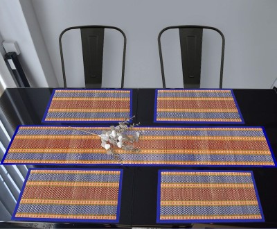 Haus Fabula Rectangular Pack of 5 Table Placemat(Blue, River Grass)