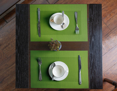 Aparjithaa Rectangular Pack of 2 Table Placemat(Light Green, Cotton)