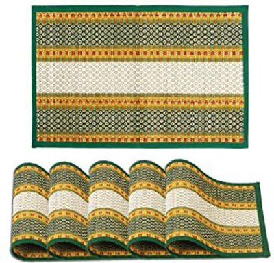 Haus Fabula Rectangular Pack of 6 Table Placemat(Green, River Grass)