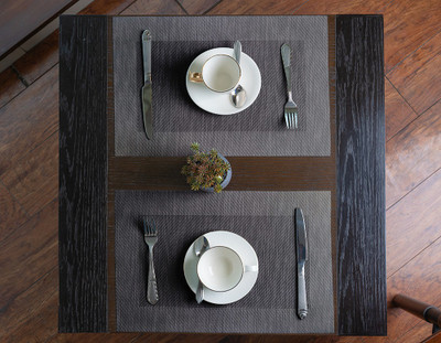 Aparjithaa Rectangular Pack of 2 Table Placemat(Black, Cotton)