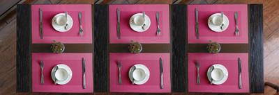 Aparjithaa Rectangular Pack of 6 Table Placemat(Pink, Cotton)