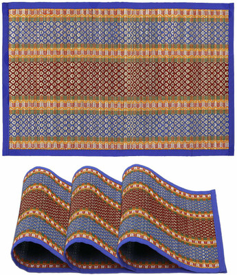 HOKiPO Rectangular Pack of 4 Table Placemat(Blue, River Grass)