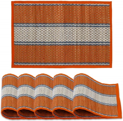 Haus Fabula Rectangular Pack of 6 Table Placemat(Orange, River Grass)