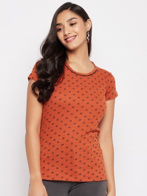 DUKE Casual Printed Women Orange Top