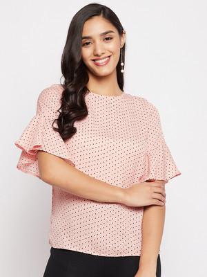 DUKE Casual Polka Print Women Pink Top