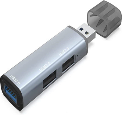 RuhZa 3 in 1 USB 3.0 Hub, USB 3.0 to 2xUSB 2.0 + USB 3.0 Hub, 3-Port USB Extender High Speed Data Transfer Hub Compatible with Laptop/Computer etc. USB Cable(Silver)