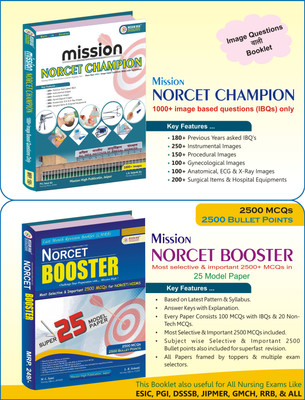 Mission NORCET Booster 25 Mock Test + NORCET Champion 1000+ IBQs for NORCET/AIIMS (2 Booklet)  - Mission Image Based Question Booklet
Mission NORCET Booster Booklet with 2 Disc(Paperback, M. L. Saini Sir, L. R. Solanki Sir) Mission NORCET Booster 25 Mock Test + NORCET Champion 1000+ IBQs for NORCET/AIIMS (2 Booklet)  - Mission Image Based Question Booklet
Mission NORCET Booster Booklet with 2 Disc(Paperback, M. L. Saini Sir, L. R. Solanki Sir)