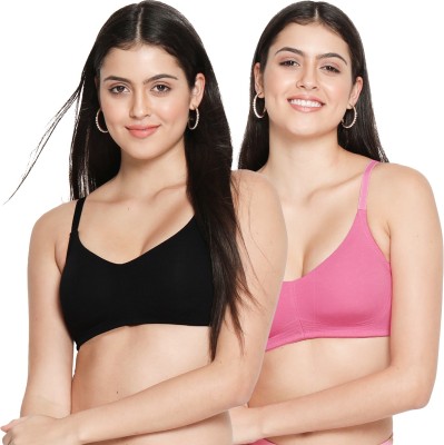 Susie Women T-Shirt Non Padded Bra(Black, Pink)