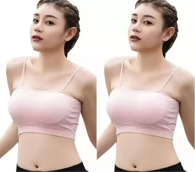 VHWORLD Women Cami Bra Lightly Padded Bra(Pink)